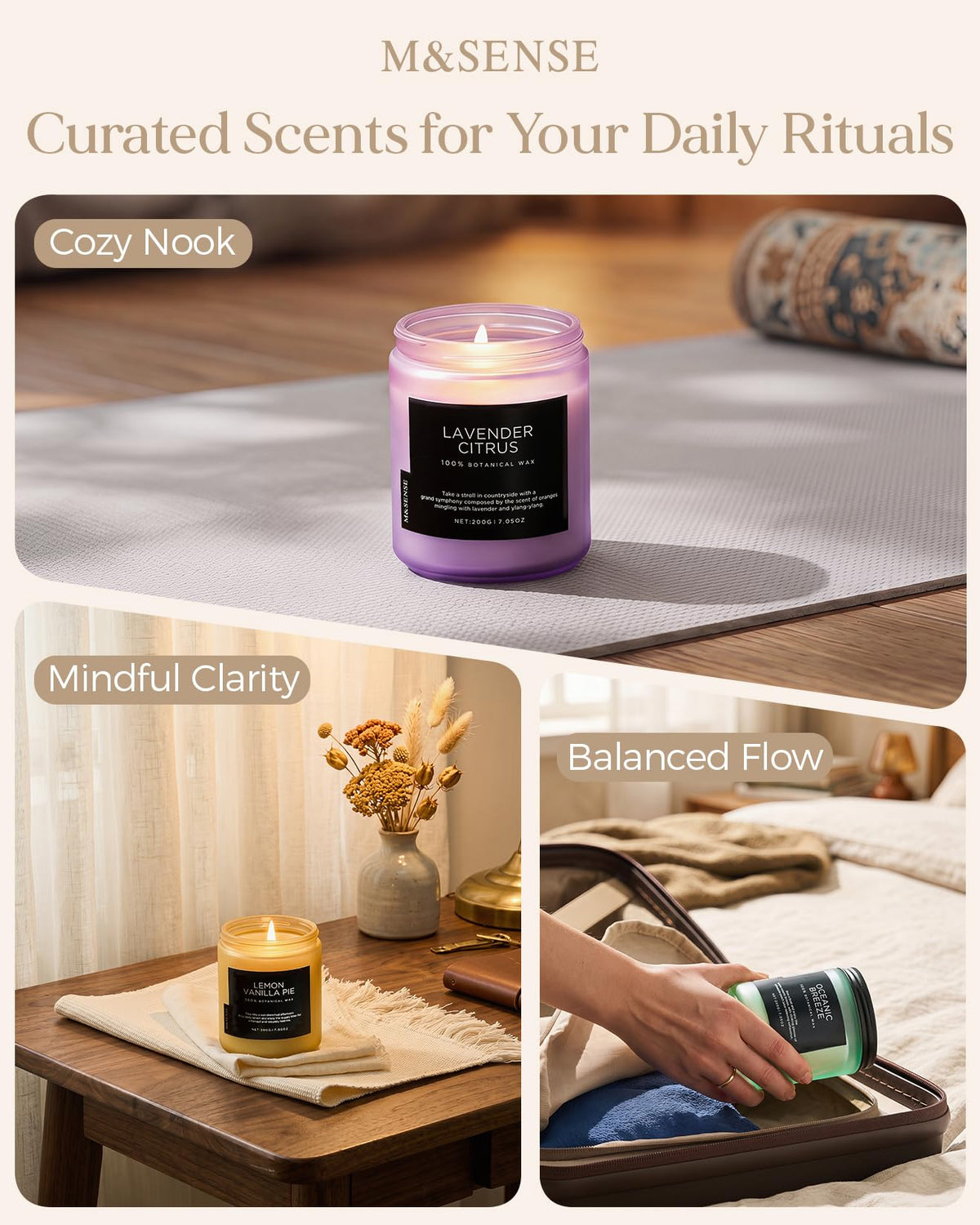 Sandalwood Rose Scented Candles for Home (7.05 Ounce)