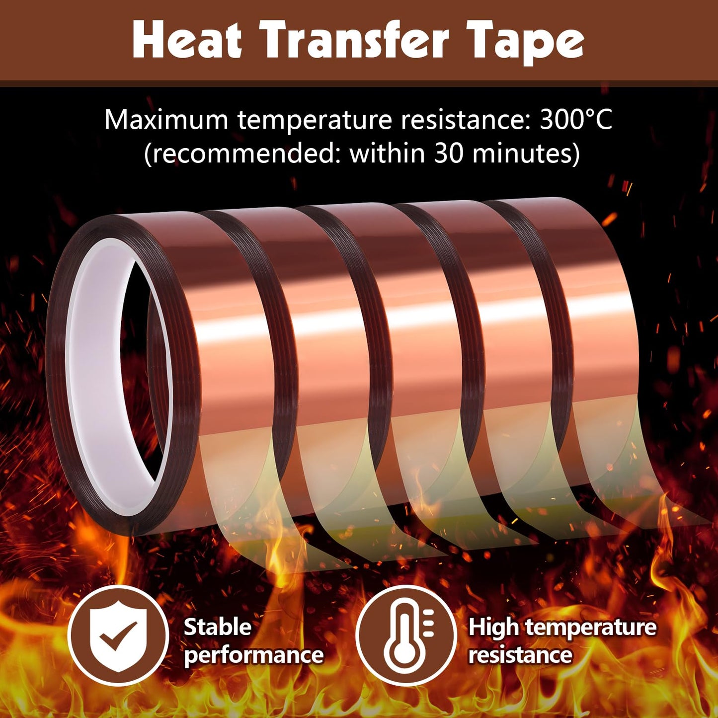 Fyguard 8 Rolls 20mm×25m (82Ft) Heat Resistant Tape, High Temperature Transfer Tape for Sublimation Heat Press Electronic Soldering Masking, No Residue