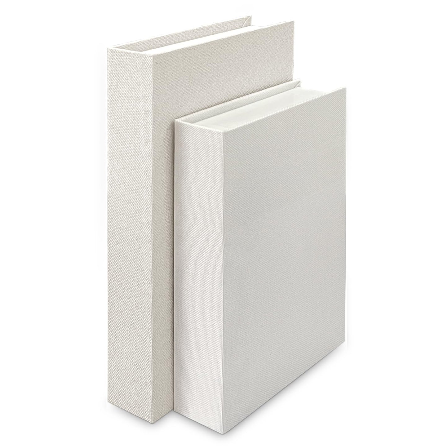Himitimi 2Pcs Faux Books for Decorative - White Linen Fake Boxes, Blank Stacked Decor for DIY Crafts, Hotel Entryway, Bookshelf, Coffee Table (S&L)