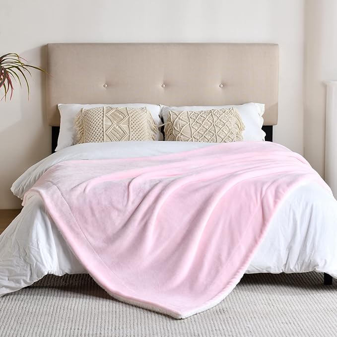 SOCHOW Sherpa Fleece Throw Blanket, Double-Sided Super Soft Luxurious Plush Blanket Throw Size, Light Pink, 50x60 inches