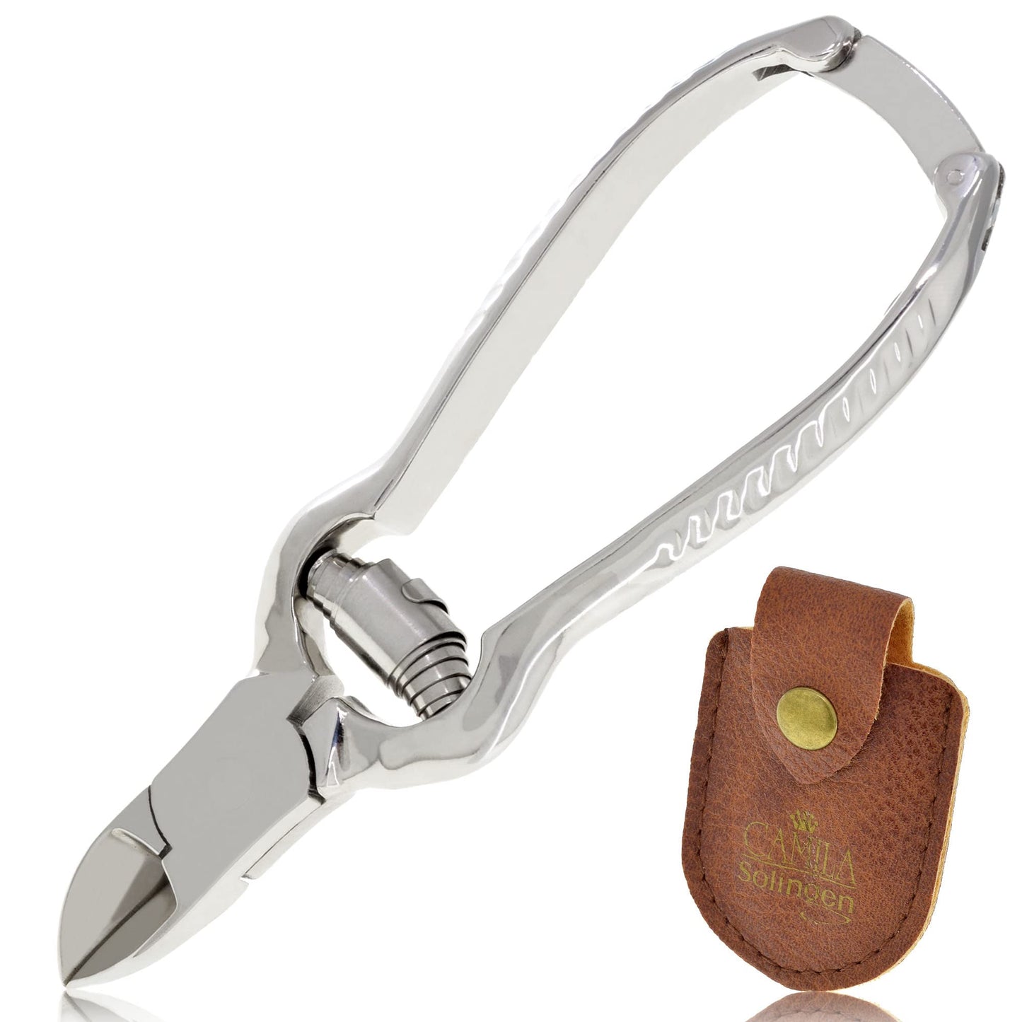 Camila Solingen CS13 Large Heavy Duty Toe Nail Clipper for Thick Toenails, Manicure & Pedicure, Double Barrel Spring. Super Sharp Trimmer Curved Carbon Steel 20mm Blade Made in Solingen, Germany