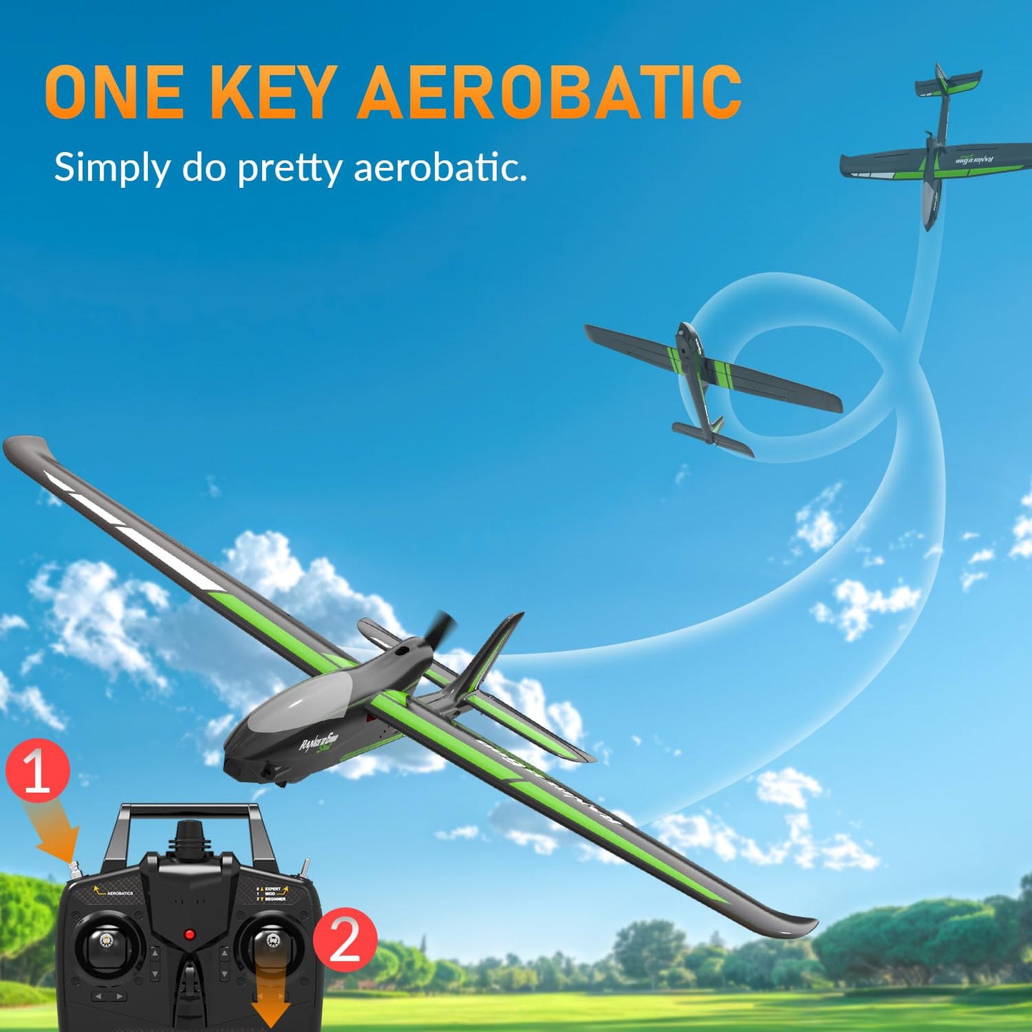 VOLANTEXRC New Version RC Plane,Remote Control Airplane for Adults,4-Channel RC Plane with Durable Foam Construction,3 Flight Modes,One-Key Stunts,Comprehensive Accessories Kit,23.6*18.1 inches,RTF