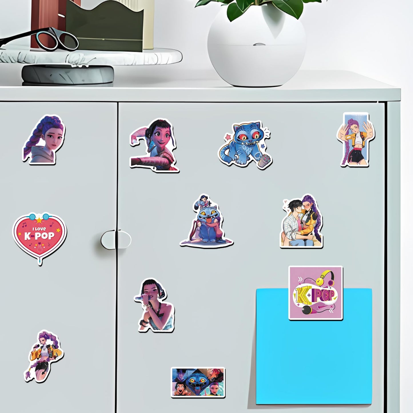 20 Pcs Funny Demon Hunters Refrigerator Magnets Reusable,Birthday Cruise Door Magnets Decorations for Happy Birthday Cabin Ship Carnival Refrigerator Office Car Accessories(PoP-B)