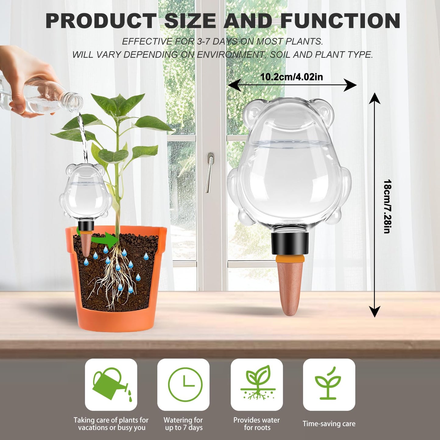 3Pcs Frog Plant Self Watering Globes for Indoor and Outdoor Plastic Water Bulbs Top Fill Plant Watering Globes Slow Release Terracotta Plant Watering Devices System for Plants, Clear
