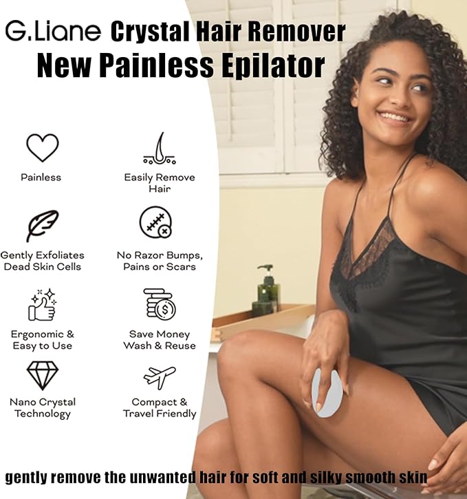 Crystal Hair Eraser,Upgraded Painless Crystal Hair Remover,Effective Nano Glass Hair Removal Device and Skin Exfoliation,Body Epilator for Women and Men(Silver)
