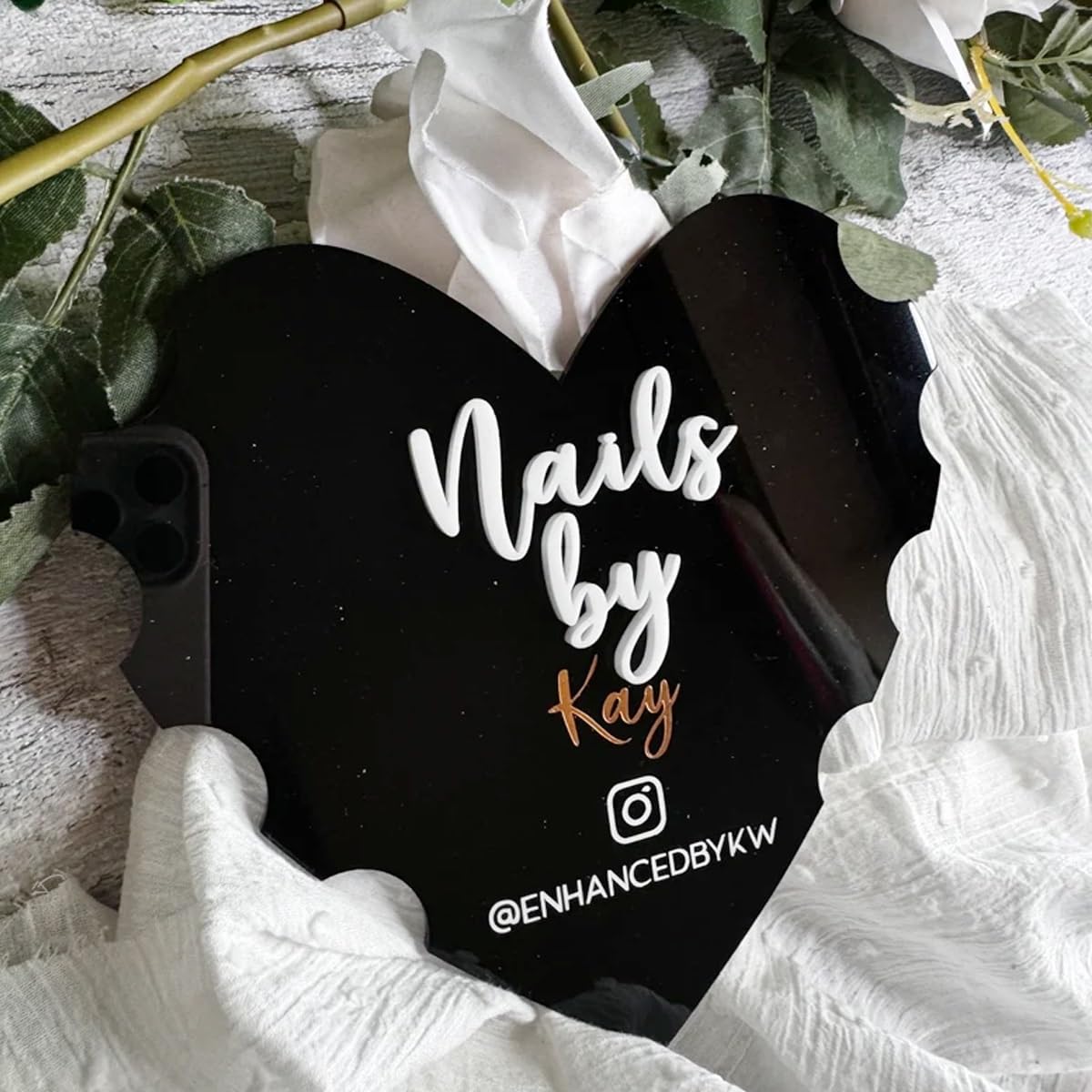 Personalized Heart Shaped Nail Props, Nail Acrylic Props, Custom Nail Trays, Nail Billboards, Nail Technician Gifts, Nail Makeup Trays(Pink)