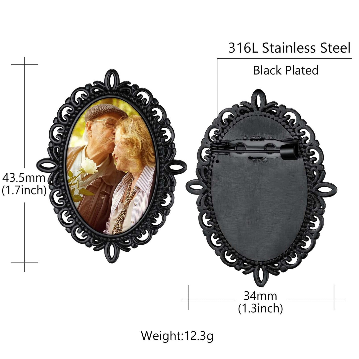 Custom4U Memorial Pin with Picture for Wedding Groom Custom Photo Bouquet Charm Customized Bridal Gifts