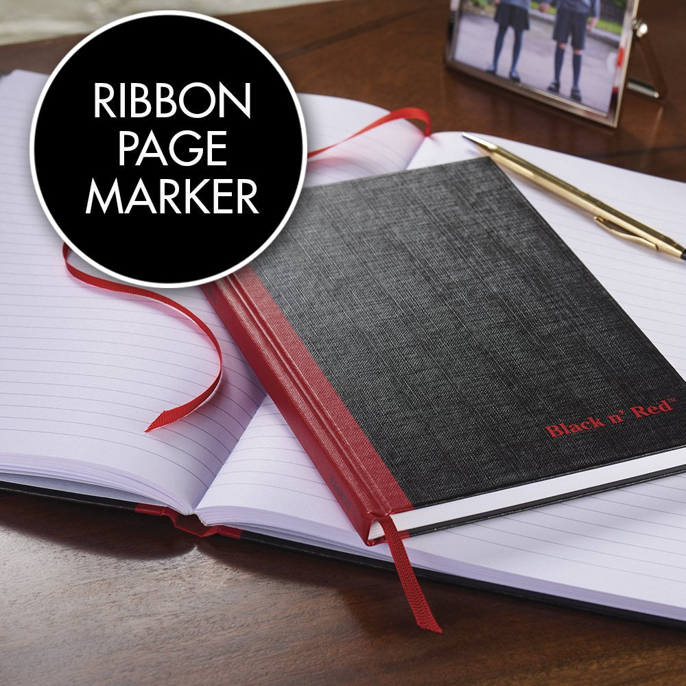 Black n' Red Notebook, Durable Hardcover, Premium Optik Paper, Scribzee App Compatible, Casebound Binding, 8-1/4" x 5-7/8", 96 Double-Sided Ruled Sheets, Pack of 2 (73405)