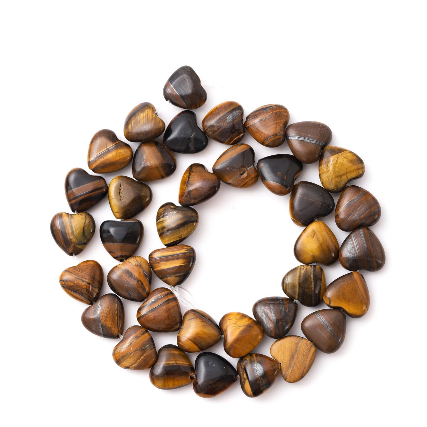 Natural Heart Shaped Tiger Eye Stone Beads 10mm Loose Crystal Healing Beads for DIY Necklace Bracelet Making Gemstone Craft Supplies