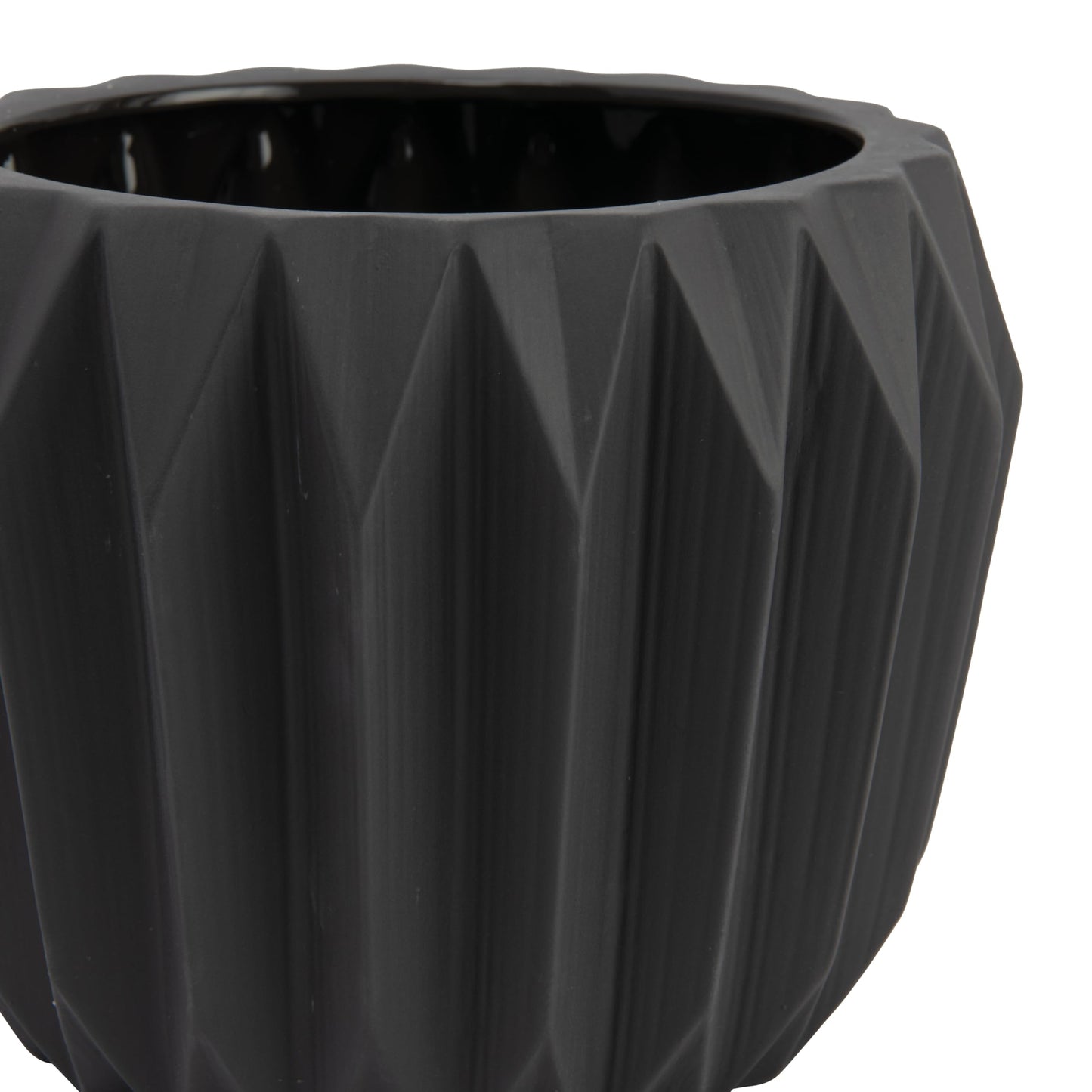 Bloomingville Round Grey Fluted Ceramic Flower Pot