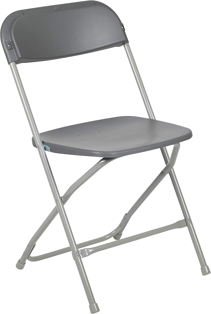 Flash Furniture Hercules Series Plastic Folding Chair - Grey - 650LB Weight Capacity Comfortable Event Chair - Lightweight Folding Chair