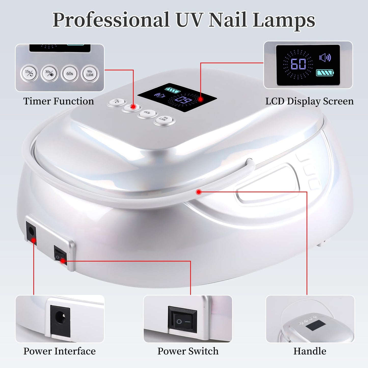 BOMOQING 126W Rechargeable UV LED Nail Lamp, Portable Cordless Nail Dryer with Auto Sensor and 4 Timer Settings, Professional Curing Lamp for Gel Polish and Salon (Plating Silver)