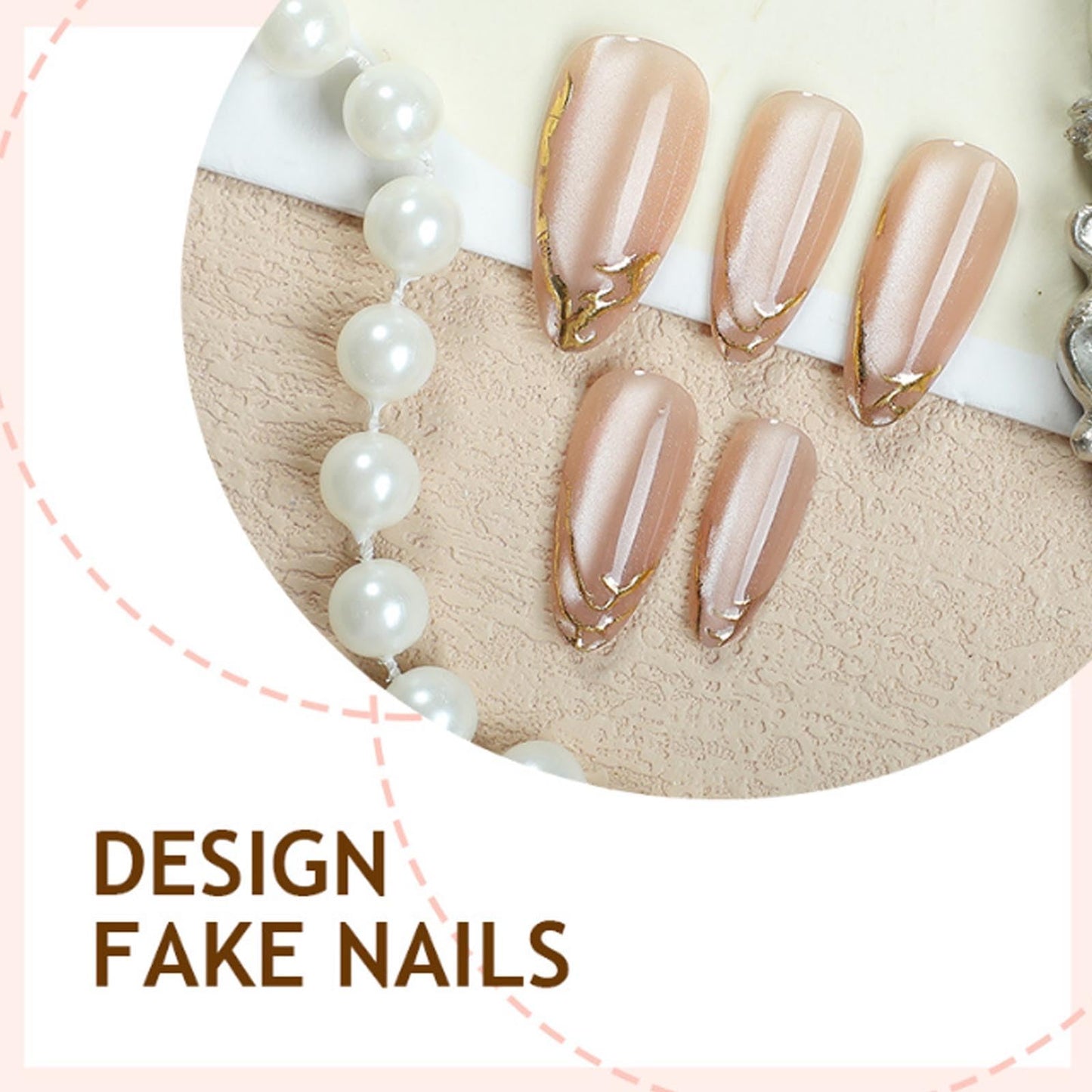 Hkanlre Almond Fake Nude Nails Tips Full Cover False Medium Nails Summer Flower Press on Nails for Women 24PCS