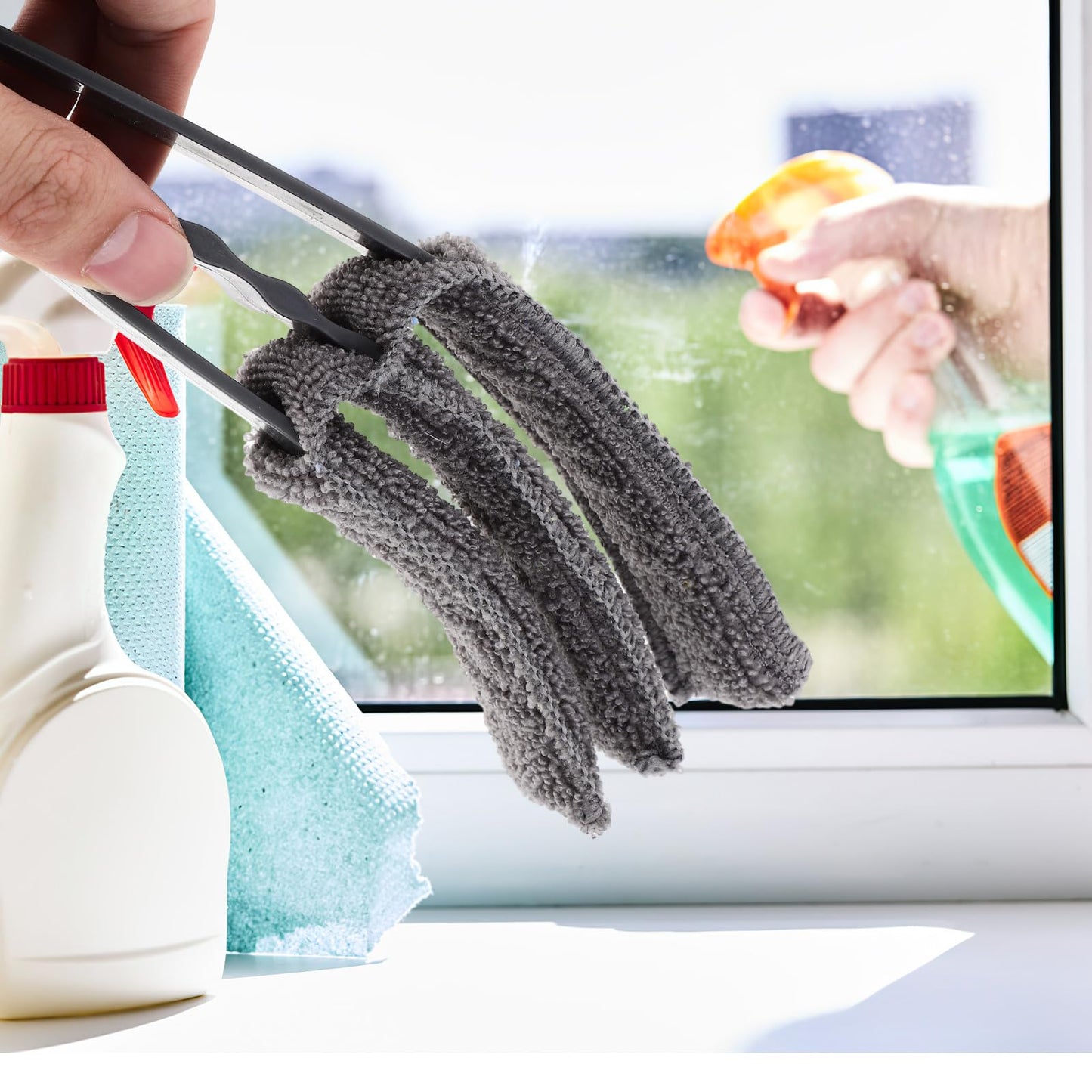 SEWCHICS Multifunctional Blinds Cleaner Brush Set 8pcs with Detachable Covers, Household Vent Dusting Tool for Daily Use, Compact Window Blind Duster Kit for Home Cleaning