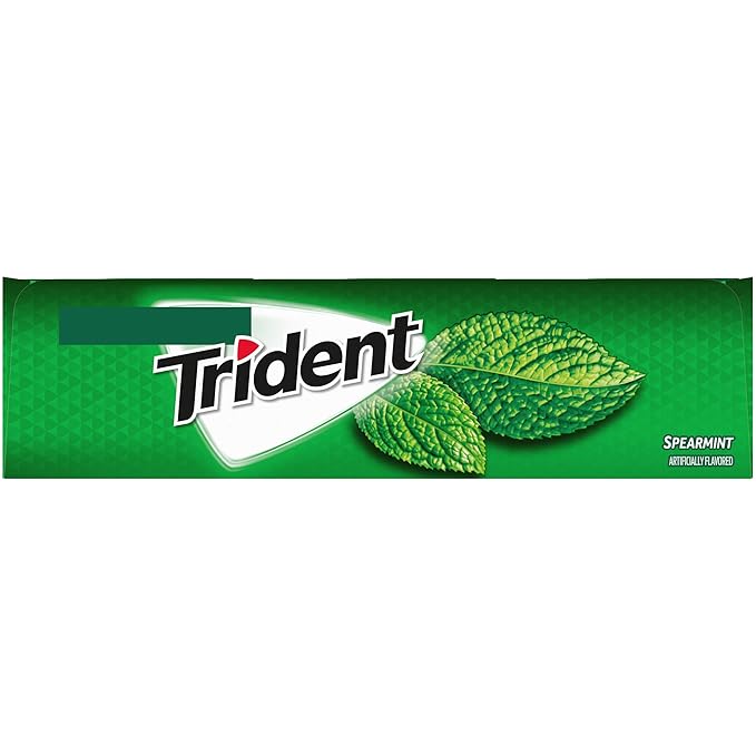 Trident Spearmint Sugar-Free Chewing Gum, 12 Packs of 14 Pieces (168 Total Pieces)