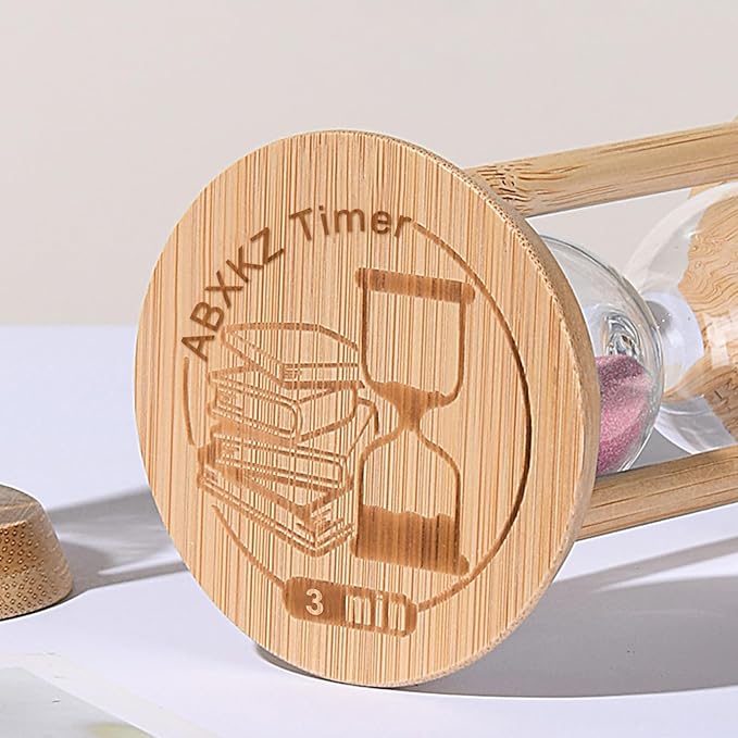 Sand Timer 3 Minute,Small Hourglass 3 Min,Wooden Frame Sandglass Timer,Sand Clock,Mini Sand Watch for Toothbrush Timer,Baking,Game,Pink