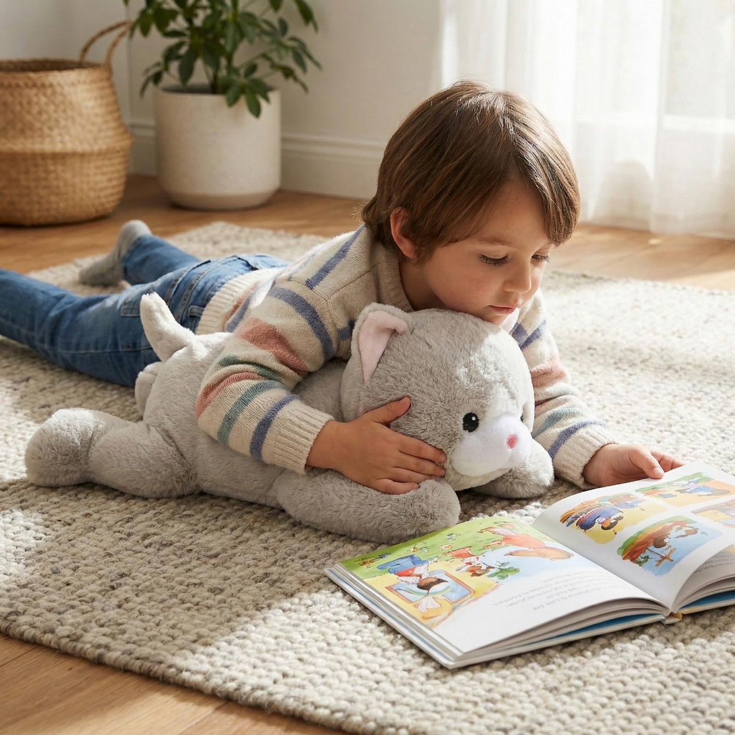 WEIGEDU Weighted Cat Stuffed Animal Plush Toy with Embroidered Eyes and Removable Weight Pack - 20 Inches, 2.3 lbs for Kids and Adults