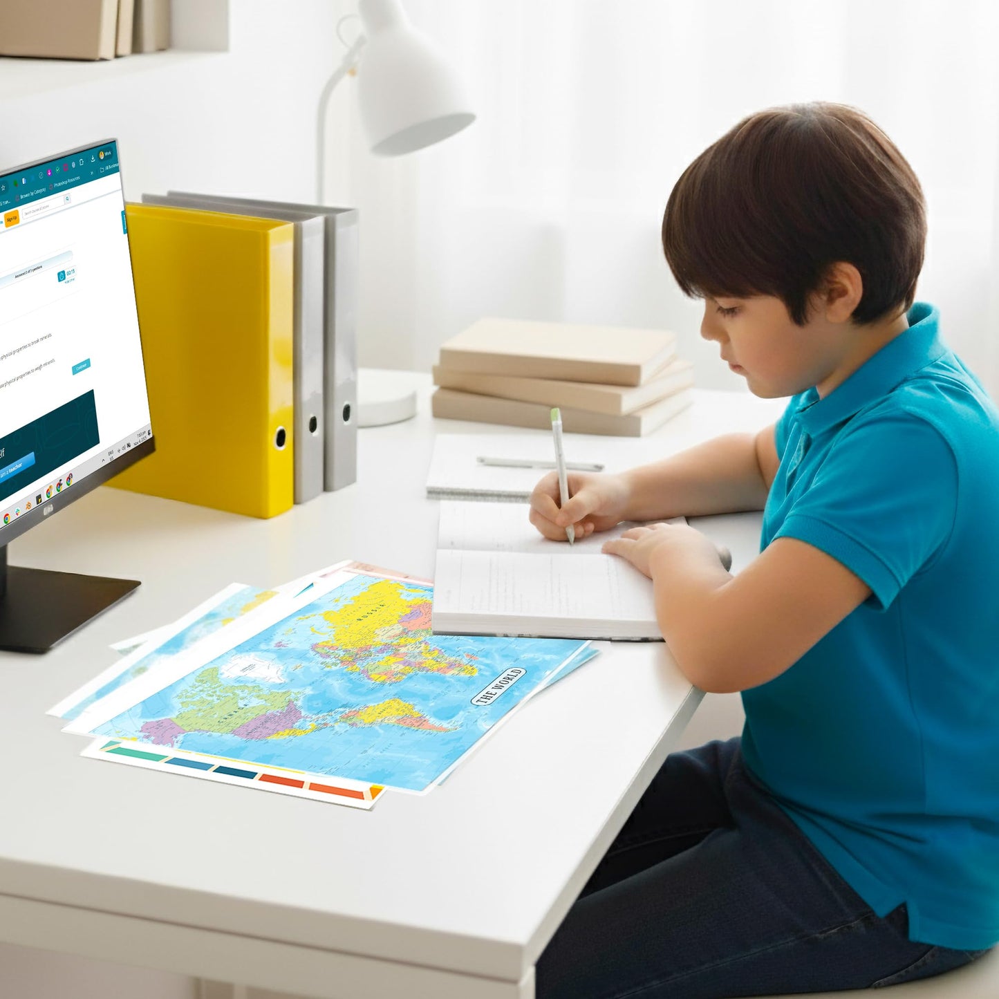 World Map & World Leaders Reference Page – Laminated, Double-Sided 3-Ring Binder Insert – Durable Gloss Global Geography & Leadership Chart for Study (2 Pack)