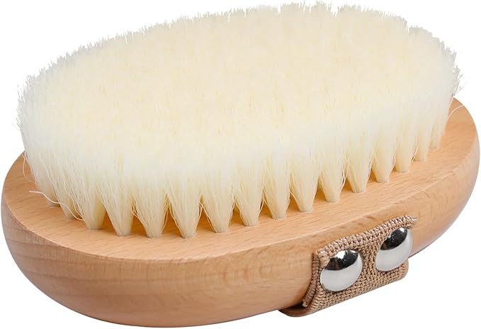 OWIIZI Dry Brushing Body Brush with Soft Nylon Bristles Antiskid Wooden Exfoliator Bath Scrubber for Wet or Dry Exfoliating,Body Scrub Deep Cleanse