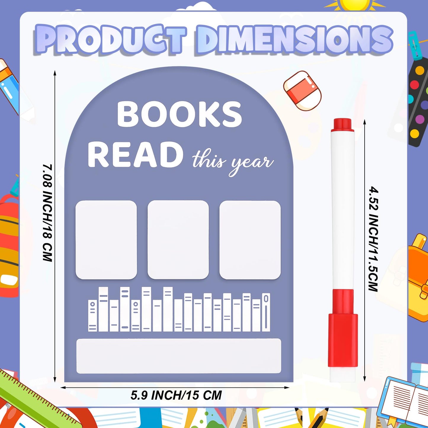 FunooFuno Books Read This Year Counter Rewriteable Reading Counter Arch Personalized Reading Tracker Sign with Writing Pen for Teachers Writers Book Lovers Bookworm Gifts(Purple)
