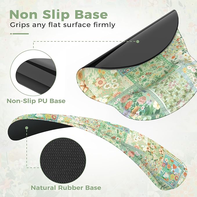 iLeadon Mouse Pad with Wrist Support, Wrist Pad for Keyboard, Ergonomic Mouse Pad Set for Office Home(Green Floral)