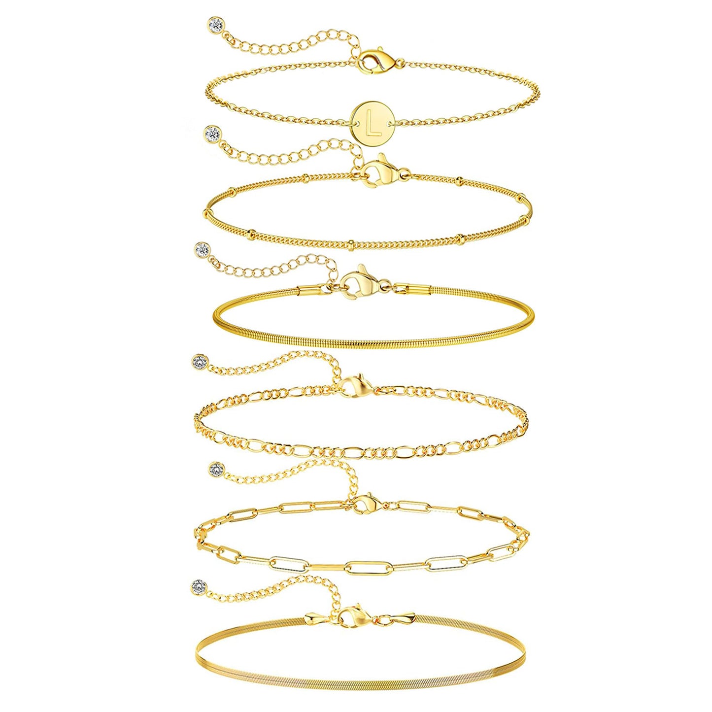 Lydow Bracelets for Women, Stack Jewelry Set Initial L Chain Stackable Letter Teen Accessories Pulseras Para Mujer 6 Inch Bracelet