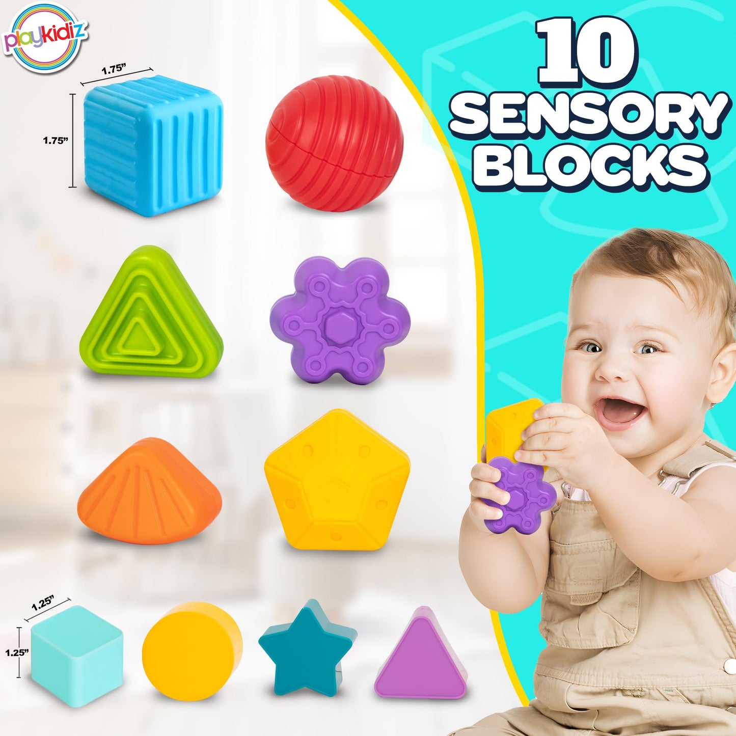 Playkidiz Shape Sorter Baby Toys, Sorting & Stacking Blocks Toy for Toddlers, Sensory Shapes, Early Learning Development Activity Cube for Boys & Girls, 18+ Months