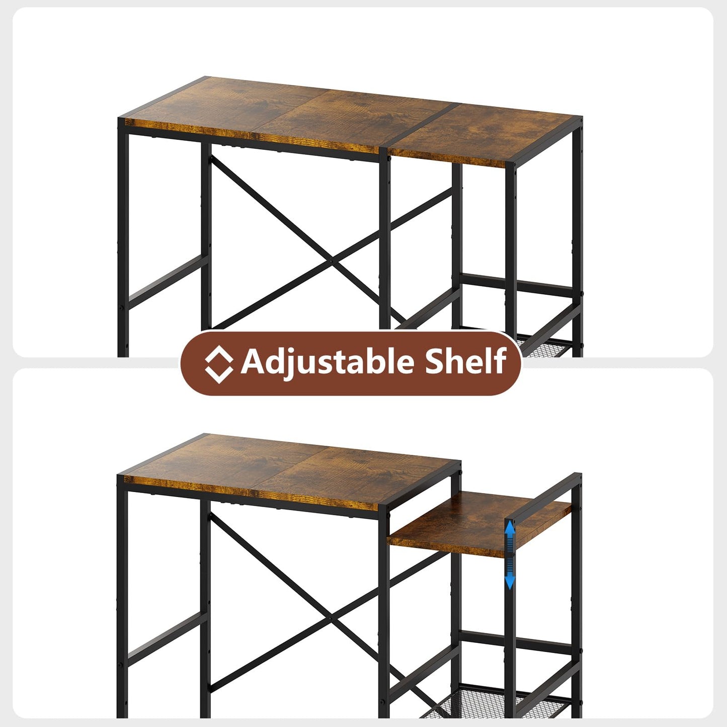 Yuyetuyo Mini Fridge Stand with Storage Shelves, Wine Cabinet, Microwave Stand, Coffee Bar, TV Stand, Bakers Rack, Beverage Refrigerator Table Adjustable for Dorm Apartment Kitchen Rustic Brown