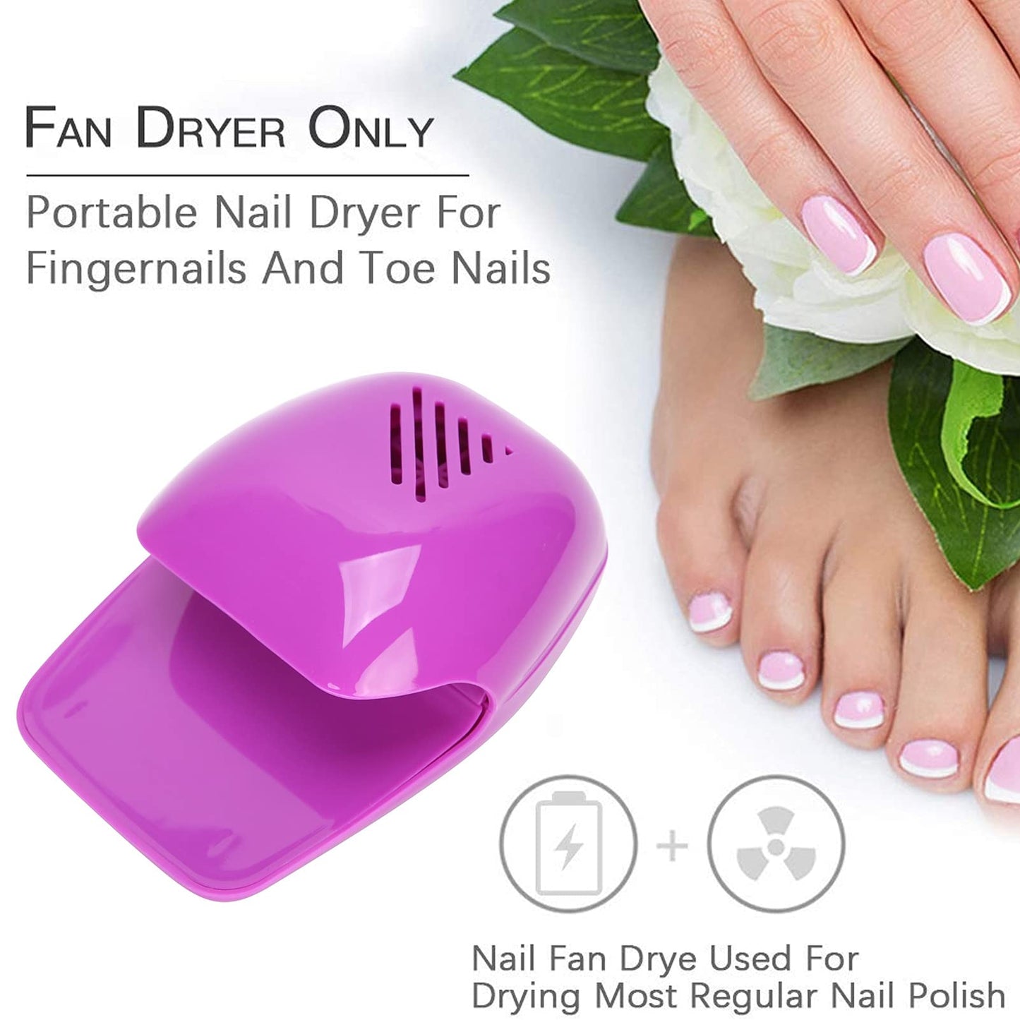 Milltrip Portable Nail Fan Dryer, Quick Dry Nail Dryer Blower Machine, Nail Polish Air Blower Drying Machine for Regular Nail Polish Fingernail Toenail