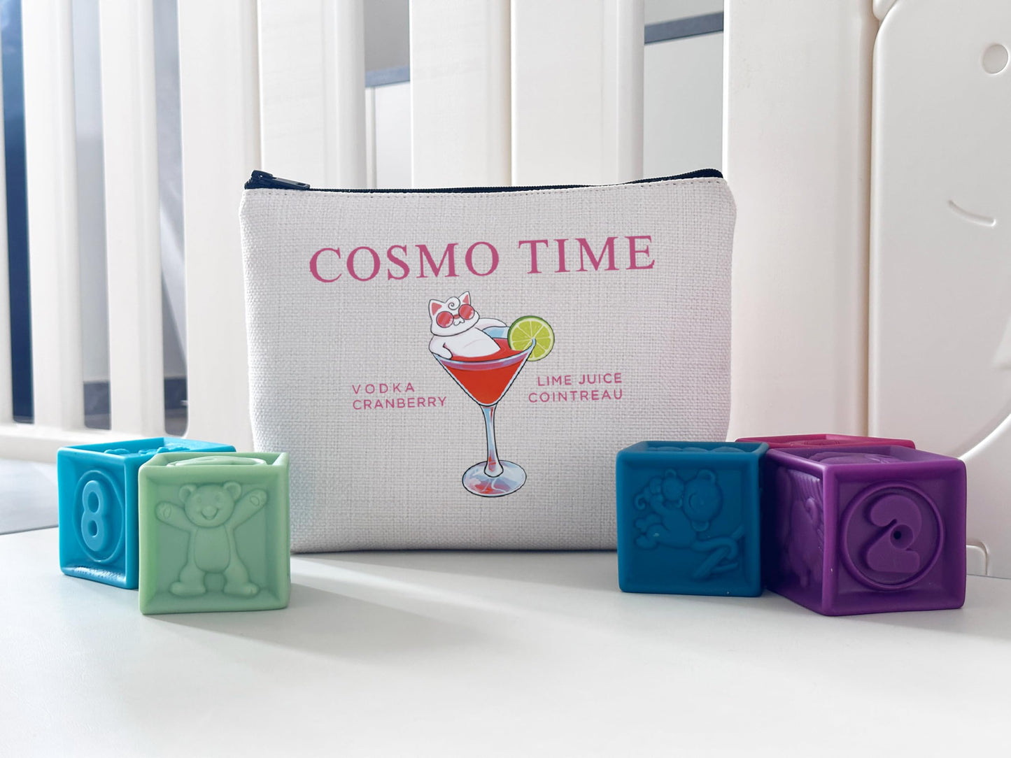 WCGXKO Cosmo Cocktail Gift Set - Cosmo Time Makeup Bag for Alcohol Drinking Lovers
