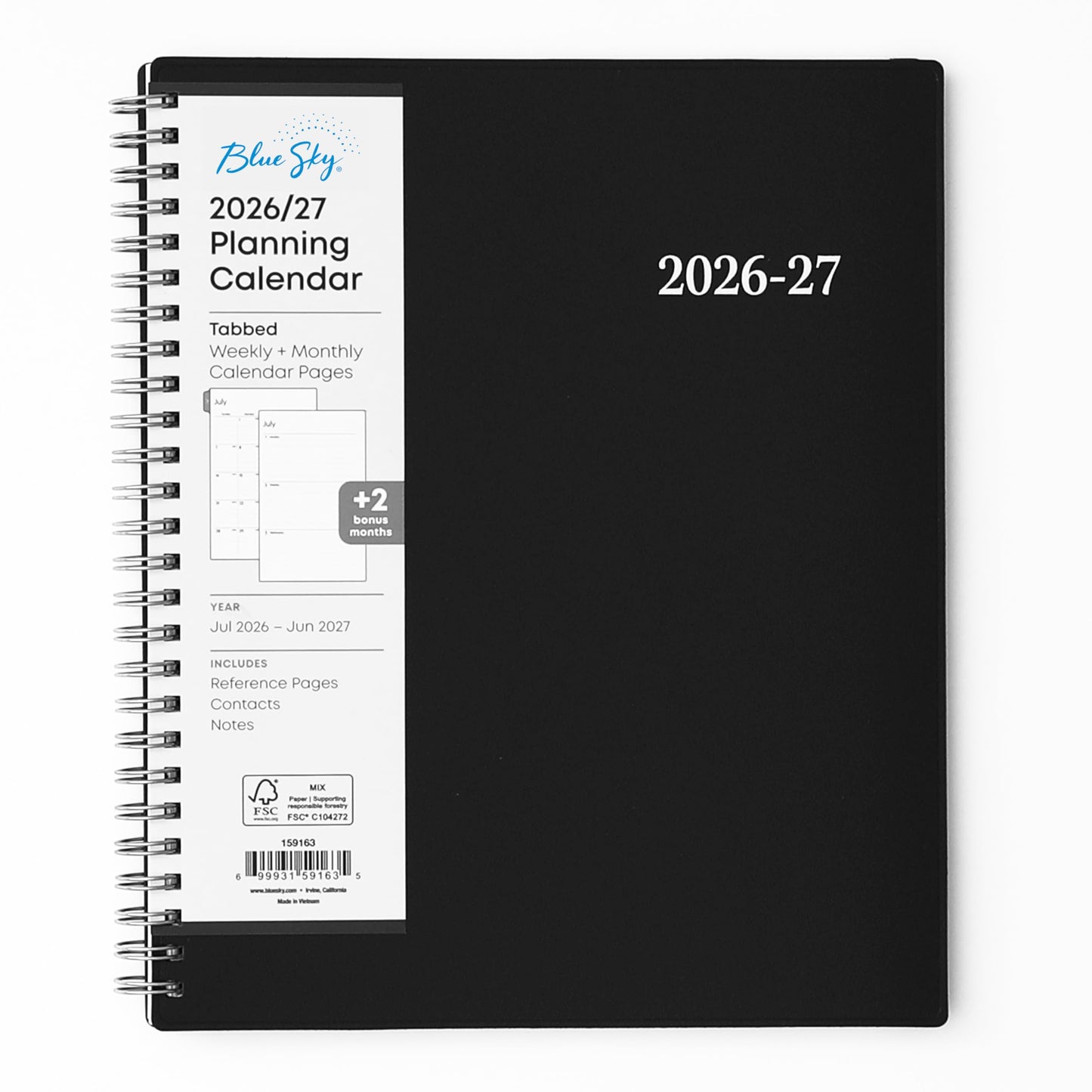 Blue Sky 2026-2027 Weekly and Monthly Academic Year Planner Calendar, July 2026 - June 2027, 7" x 9", Flexible Cover, Wirebound, Laminated Tabs, Enterprise