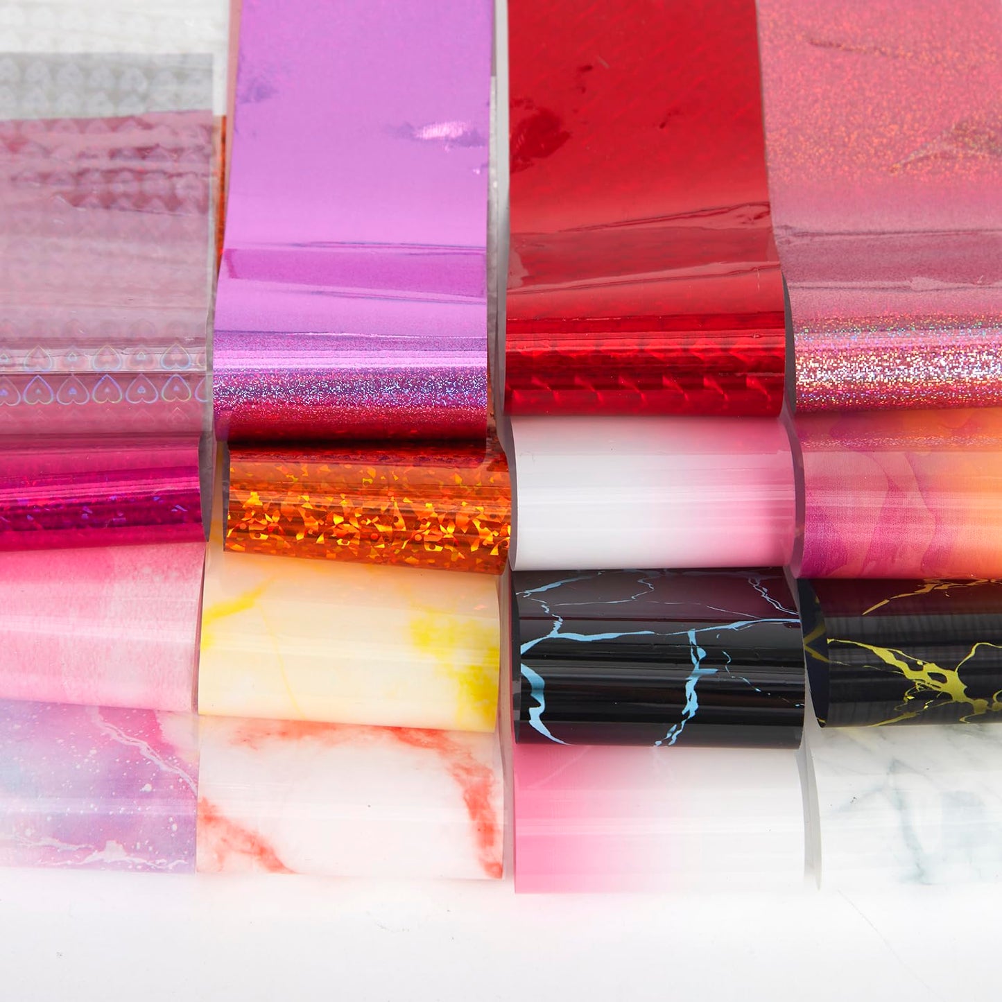 JERCLITY 300 Sheets Nail Foil Transfer Stickers Set Aurora Iridescence Gradient Nail Foils Transfer Nail Art Laser Solid Color Design Foil Sheets for Women Girls