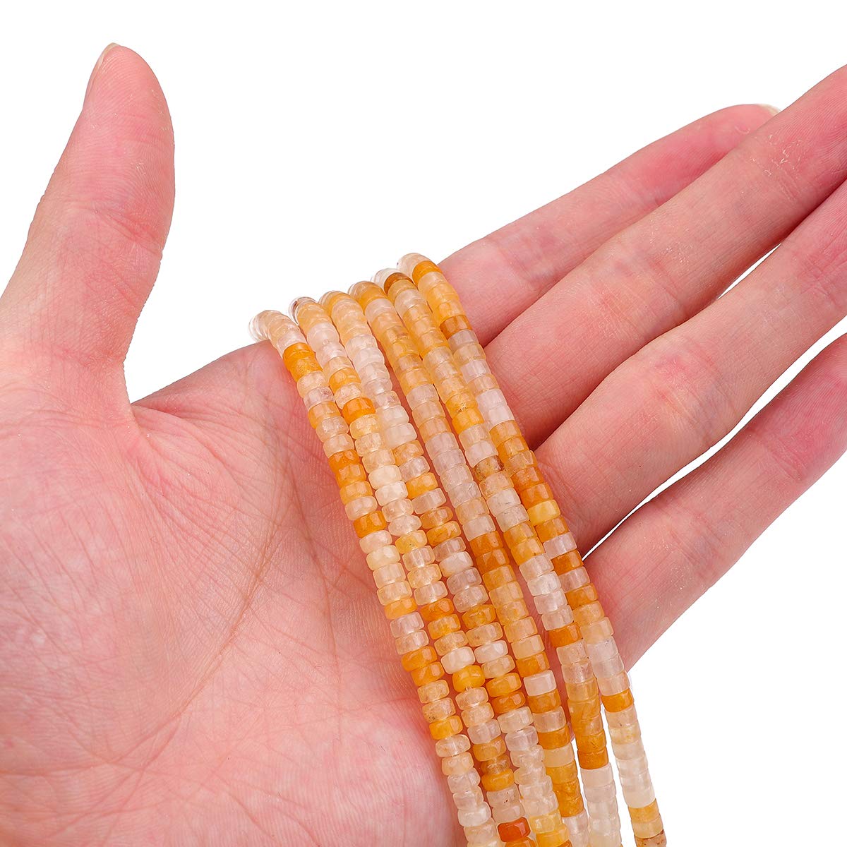 BEADIA Natural Yellow Jade Spacer Beads Caps Loose Semi Gemstone for Beading Jewelry Making 4mmx2mm 38cm