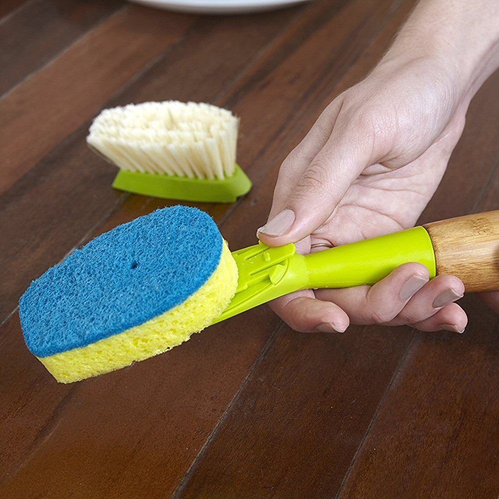 Full Circle Suds Up, Soap Dispensing Dish Brush, Tough Plant-Fiber Bristles & Sustainable Bamboo Handle, Safe for Nonstick