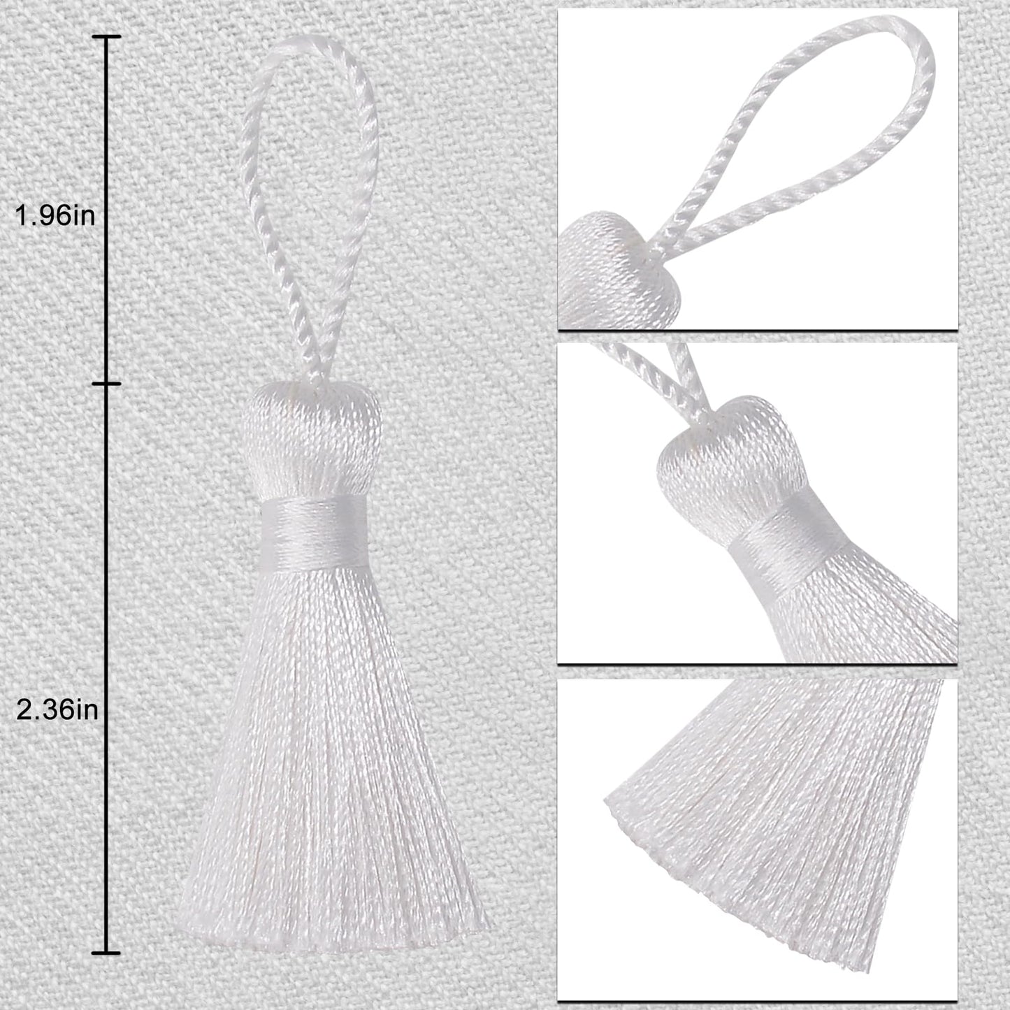Bookmark DIY Decoration Crafts Tassels: 30pcs Sewing Fringe with String for Graduation Cap Memorial Hanging Ornament,Jewelry Making,Earring Keychain Accessory,Pillow Trim,Key Charms (White)