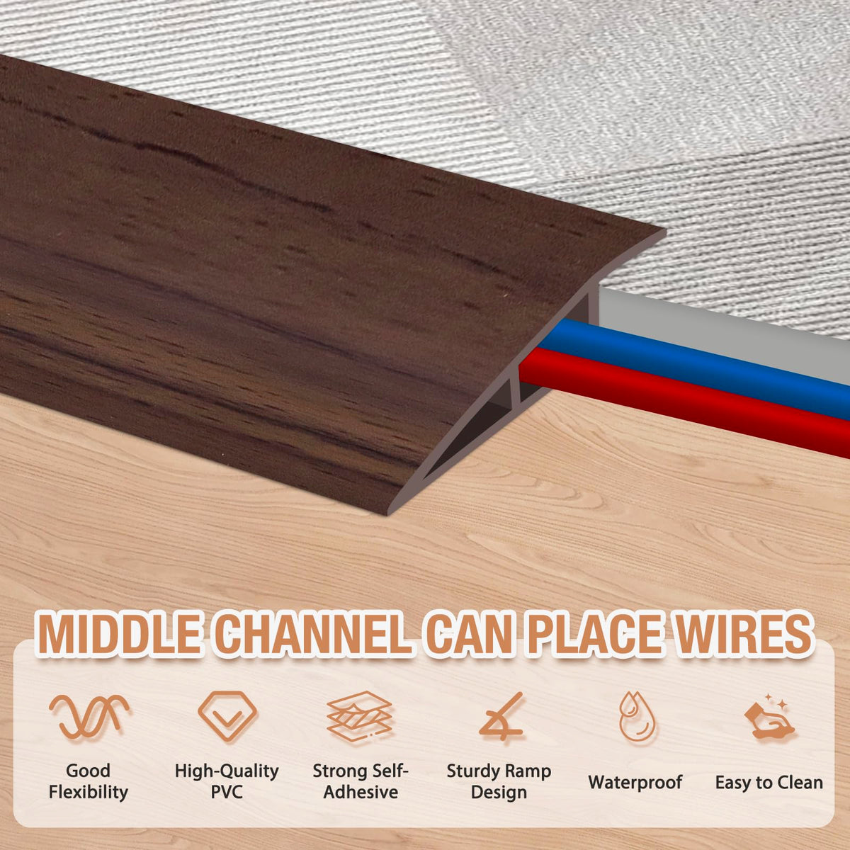 Floor Transition Strip Self Adhesive Vinyl Door Threshold Strip (10 Foot)