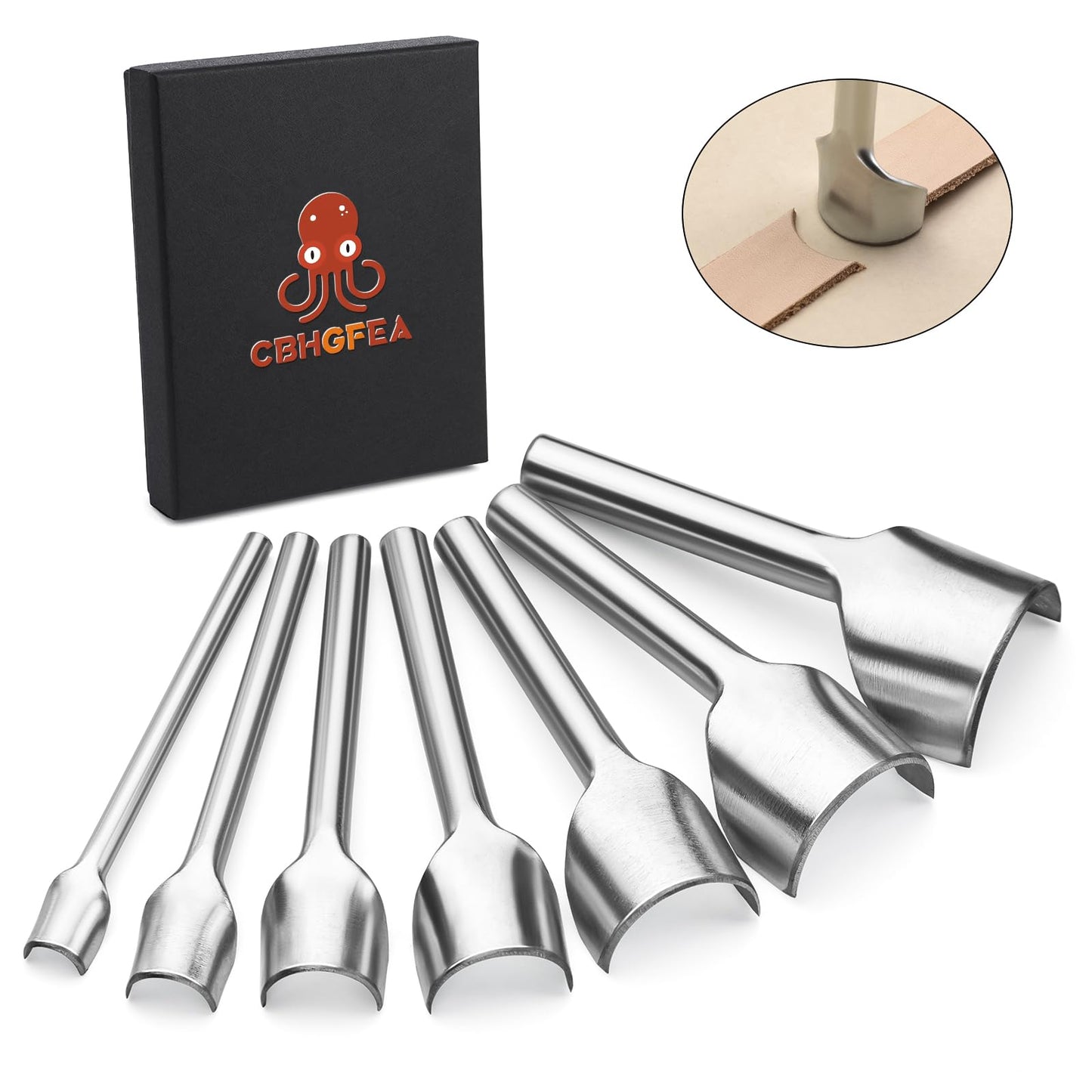 CBHGFEA 7 PCS Leather Corner Punch, Half-Round Cutter Leather Tools, Corner Cutter, 10-40 mm Half Depth Round Cutter Punch Set for Crafting Strap Belt, Wallet, Bag and DIY Leathercraft Projcts