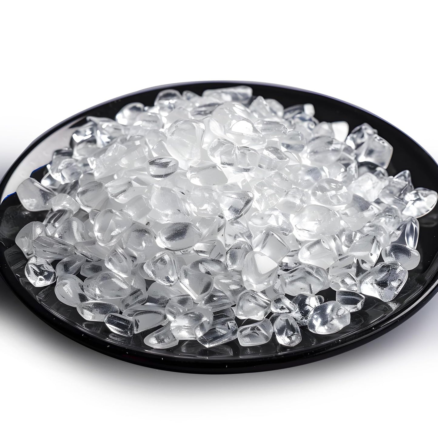 SigMntun Polished Clear Quartz Crystal Chips 200 Pcs - 0.3", Tumbled Stone Chips Crushed Sea Glass Stones Healing Reiki Crystal Making Home Decoration