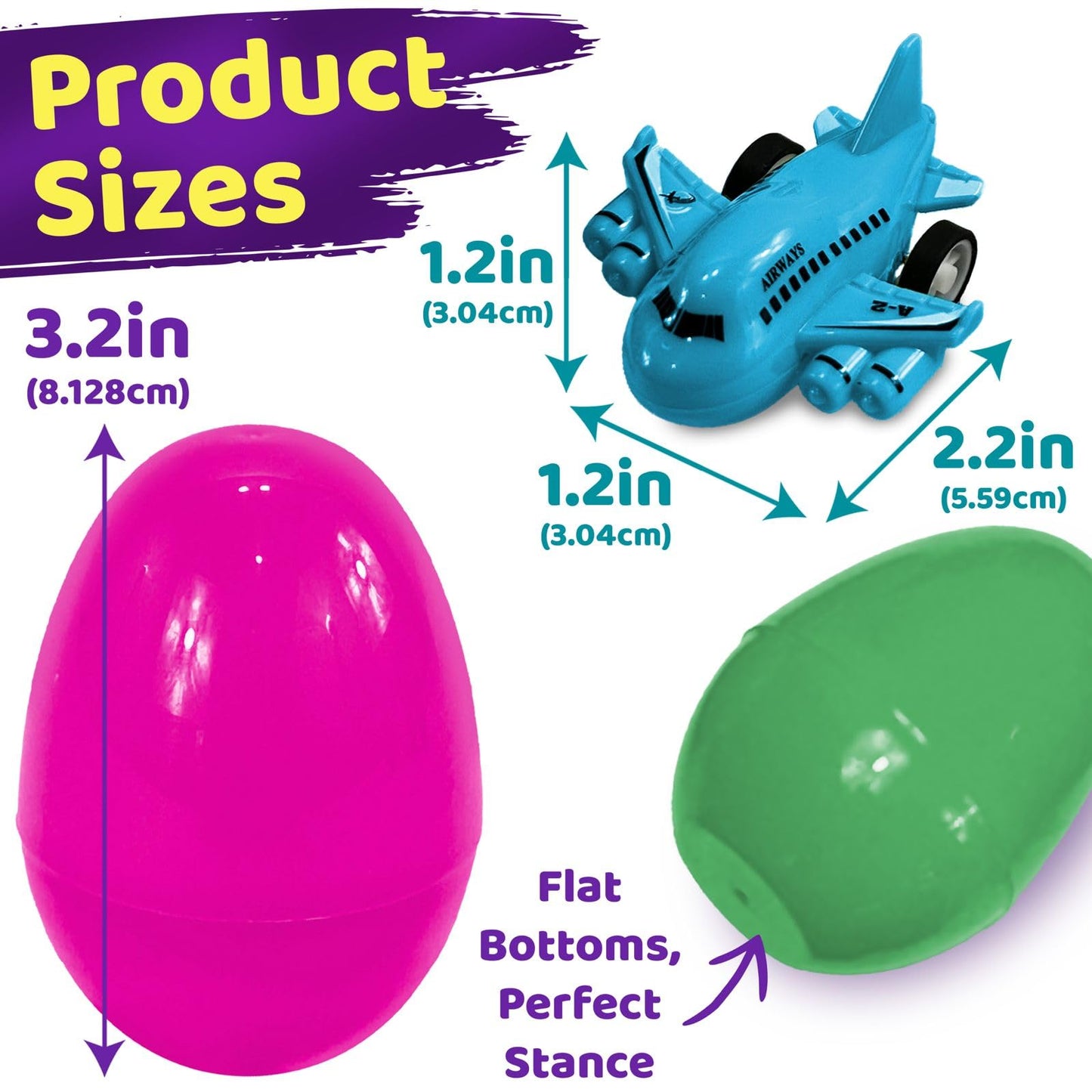 stargo 8 Pack Colorful Prefilled Easter Eggs bulk with toys - mini Aircraft, pull-back Helicopters & Airplanes. Plastic Easter Eggs Filled, Basket Fillers Egg Hunts, Party Favors, Boys Goodie Bags