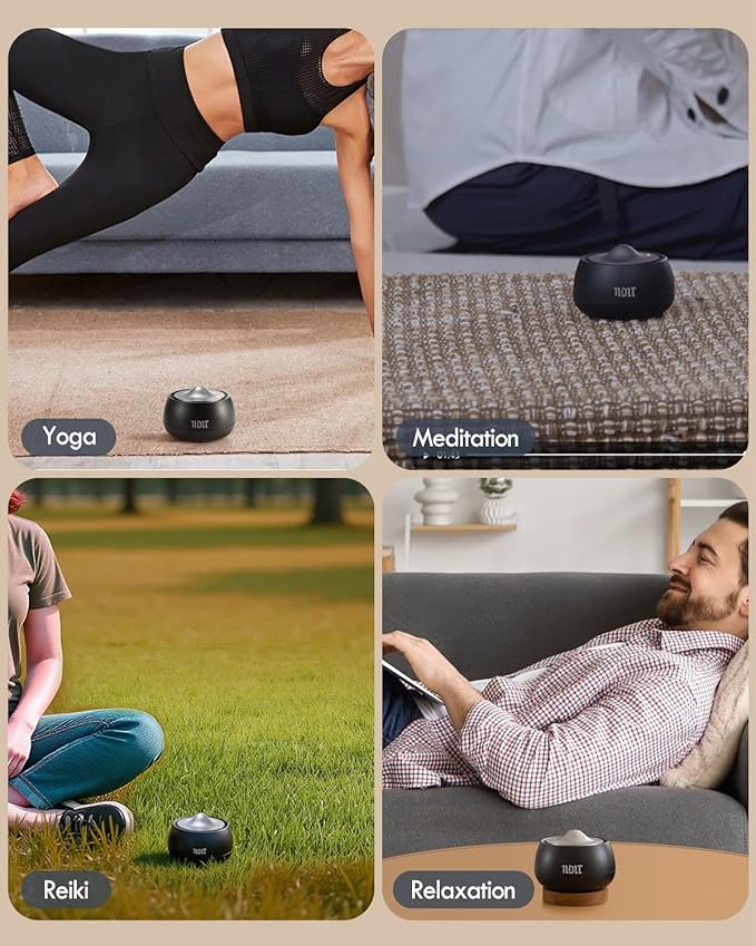 Portable Electronic Tibetan Singing Bowl, 8 Healing Frequencies (396-963Hz), Auto/Manual Mode, Vibration & Timer - USB-C Rechargeable Meditation Device for Yoga, Relaxation, Reiki, Best Gift Choice