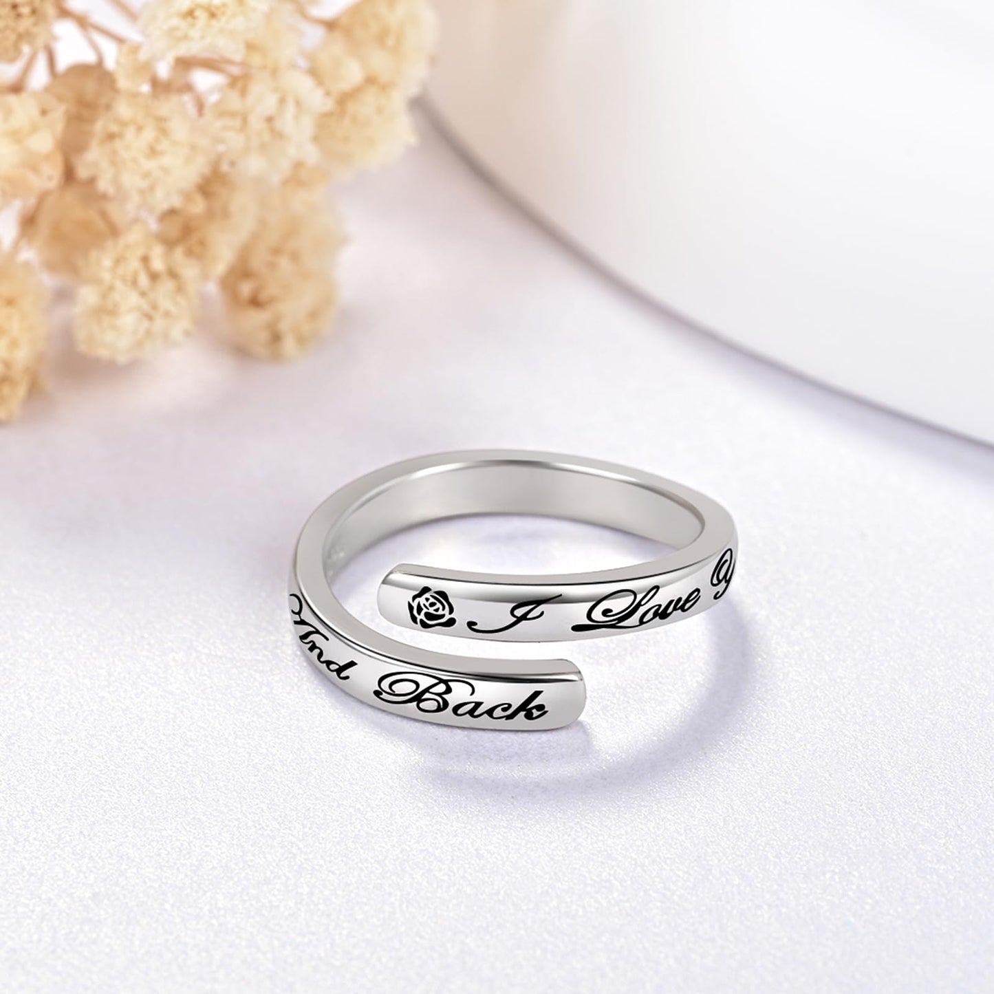 S925 Sterling Silver Inspirational Jewelry Rings Adjustable Ring Personality Encouragement Gift for Teens Women