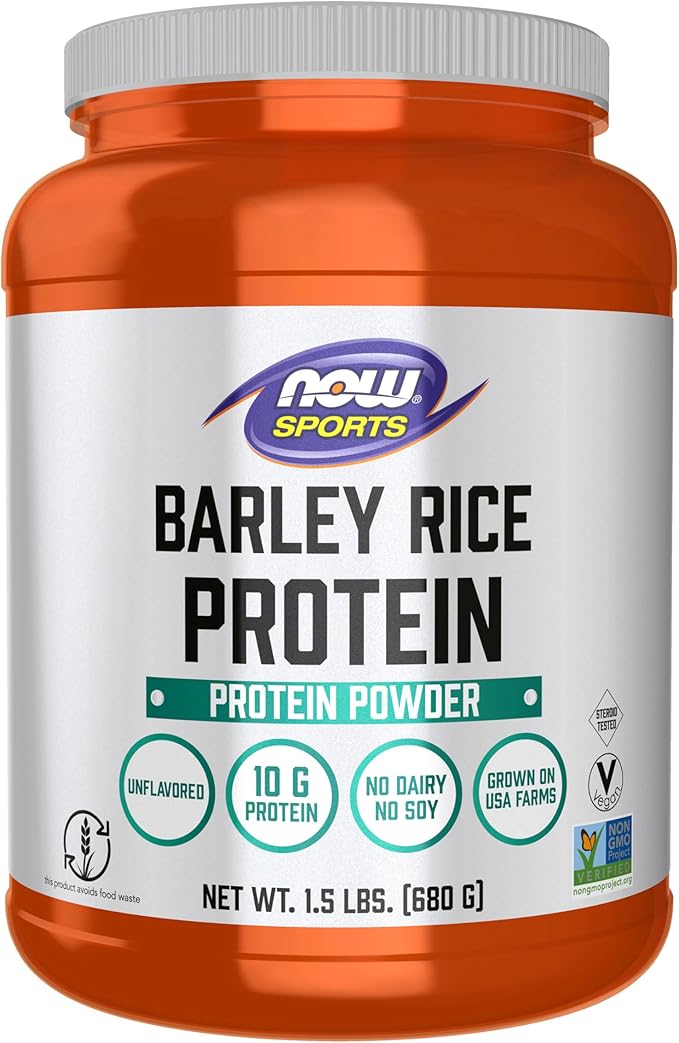 NOW Sports, Barley Rice Protein Powder, Unflavored, Highly Sustainable, 10 Grams Protein, 1.5 lbs.