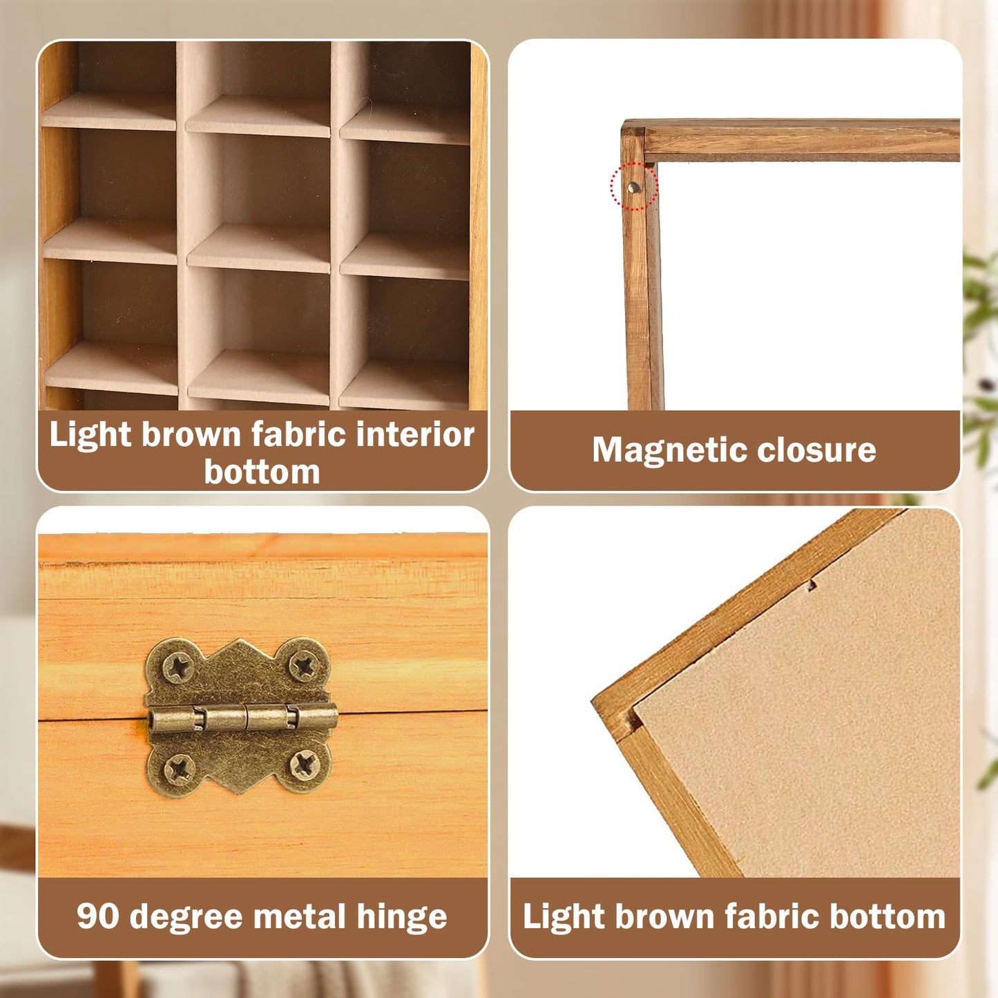 Ll.TOPWP Wood Tea Box Organizer 12 Compartment Multi-Functional Storage Box with Clear Acrylic Window,Tea Bag Holder for Cabinet.