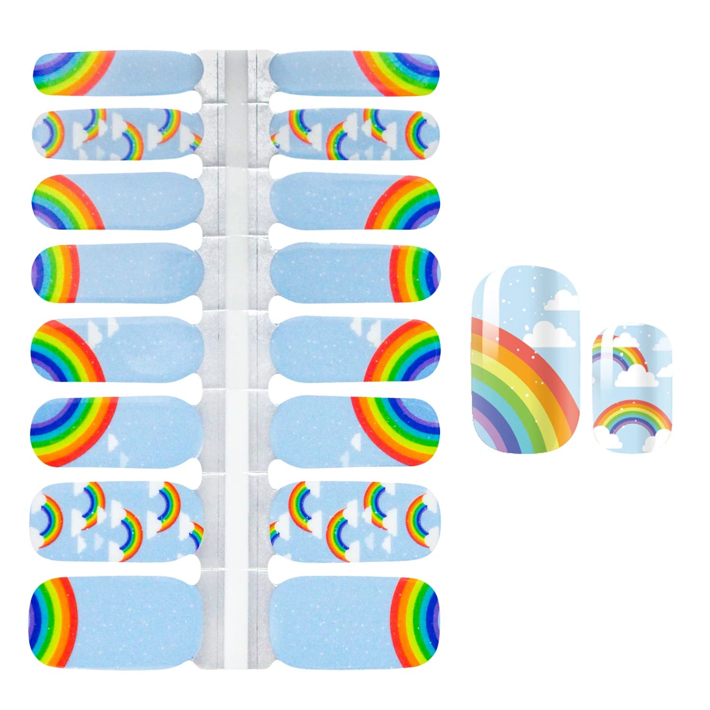 SILPECWEE 5 Sheets Rainbow Nail Wraps - Self Adhesive Nail Polish Strips for Women's Manicure Design with 1pc Nail File