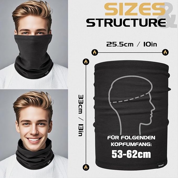 Neck Gaiter Winter Neck Warmer for Men & Women Windproof Face Mask for Cold Weather Breathable Ski Face Cover Scarf