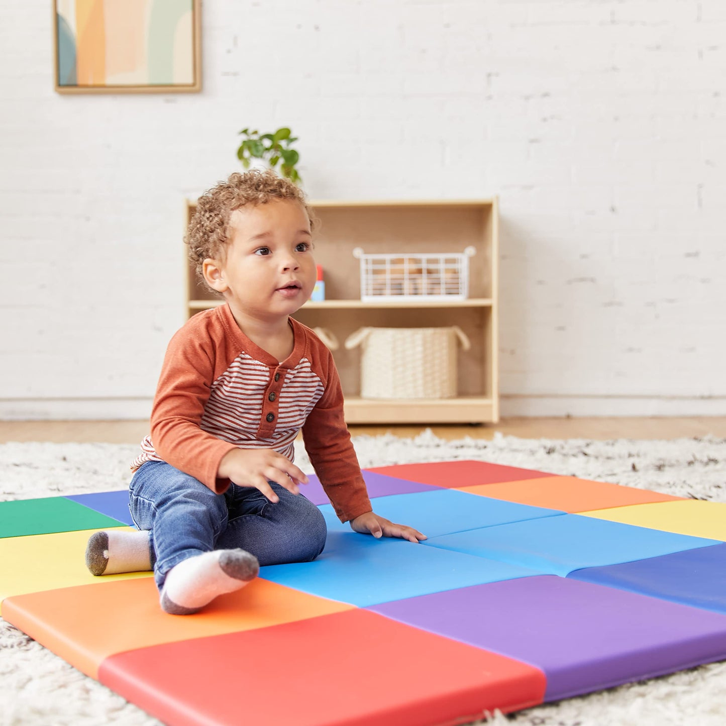 ECR4Kids SoftZone Square Dance Folding Activity Play Mat, 48in Square, Baby Essentials, Assorted