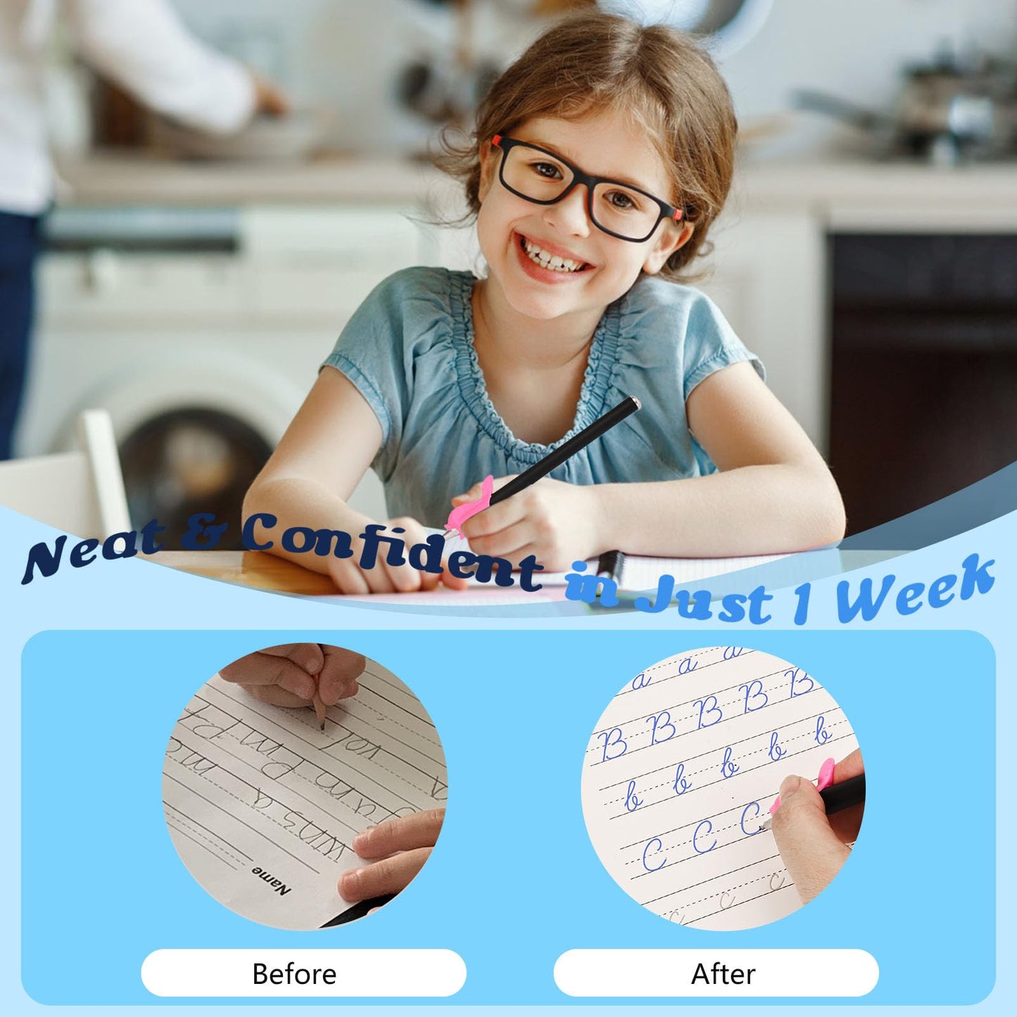Grooved Cursive Handwriting Workbook for Beginners Kids Ages 8-12 | Cursive Writing Practice Book | Magic Ink Cursive Books with Riddles, Stories & Quotes | Handwriting Practice for Kids 8-10 Cursive