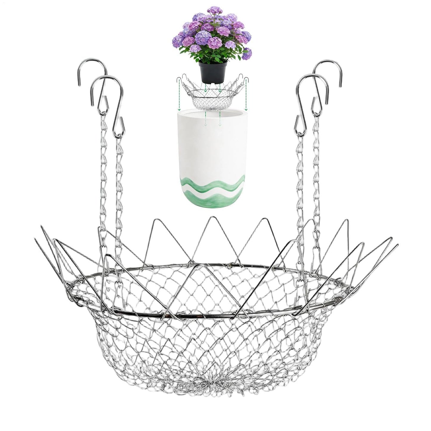 Adjustable Planter Insert,Rustproof Stainless Steel Riser - Adjustable Planter Insert,for Outdoor Indoor Potted Home Soil