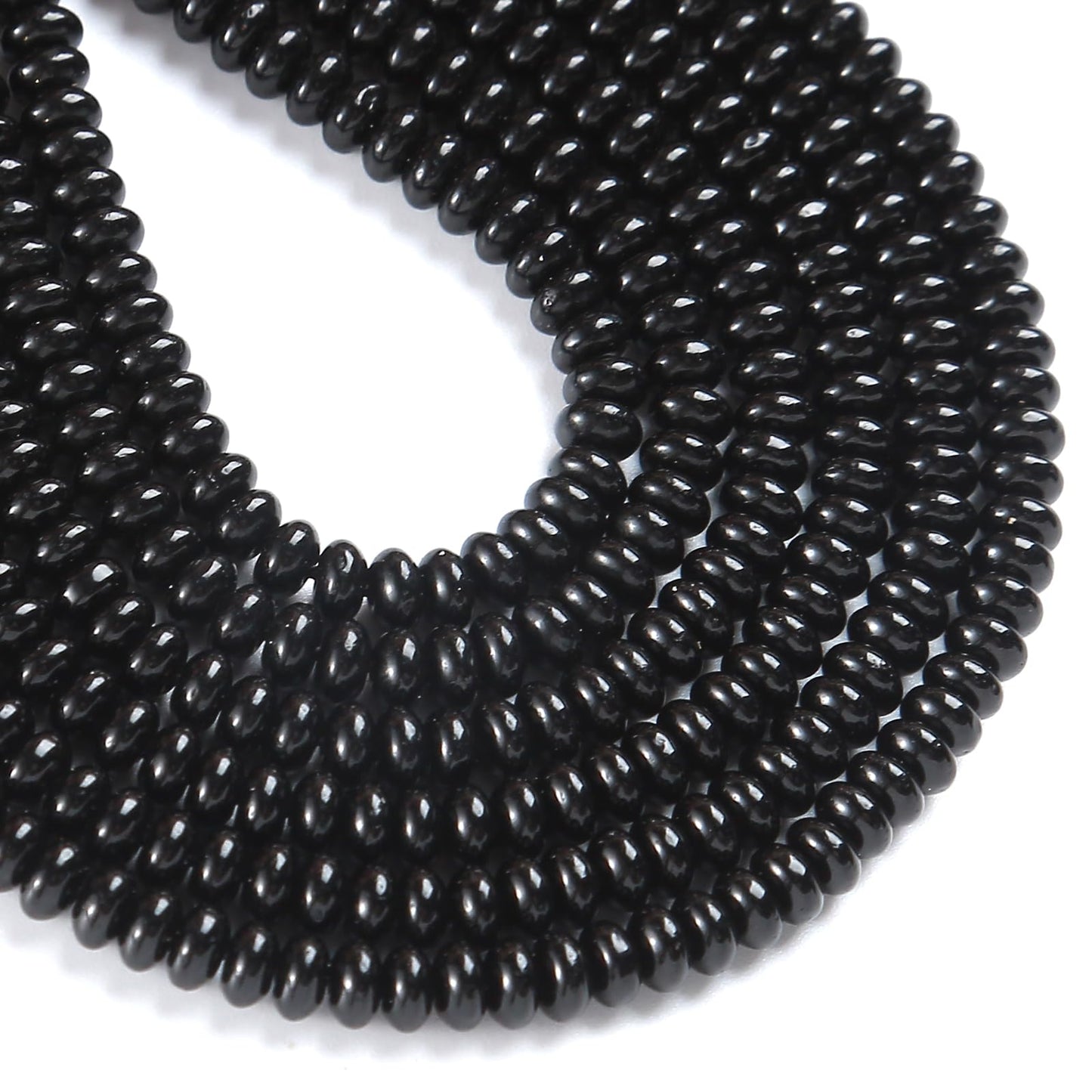 150PCS 2x4mm Natural Black Agate Stone Rondelle Beads Abacus Disk Stone Beads Round Loose Spacer Gemstone for DIY Bracelet Necklace Jewelry Making