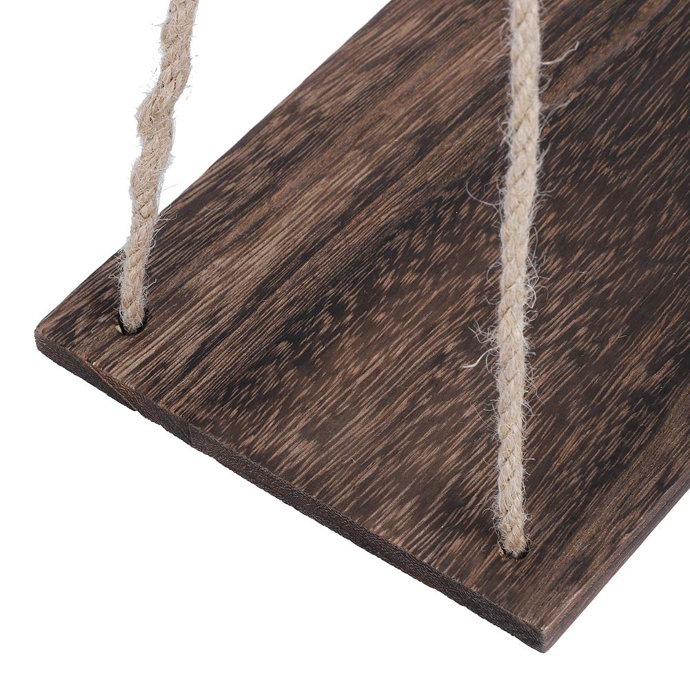 Eeneme 2 x Wooden Hanging Rope Hanging Plant Flower Pot Shelves Home Decorations (Retro Colour)